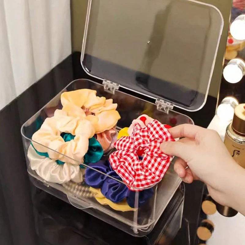 1pc Schmuck Lagerung Box Flip-Top Transparent Staub-Proof Box Geeignet Für Haar Clips Stirnbänder Elastische Bands Desktop-Organizer – Detail 4