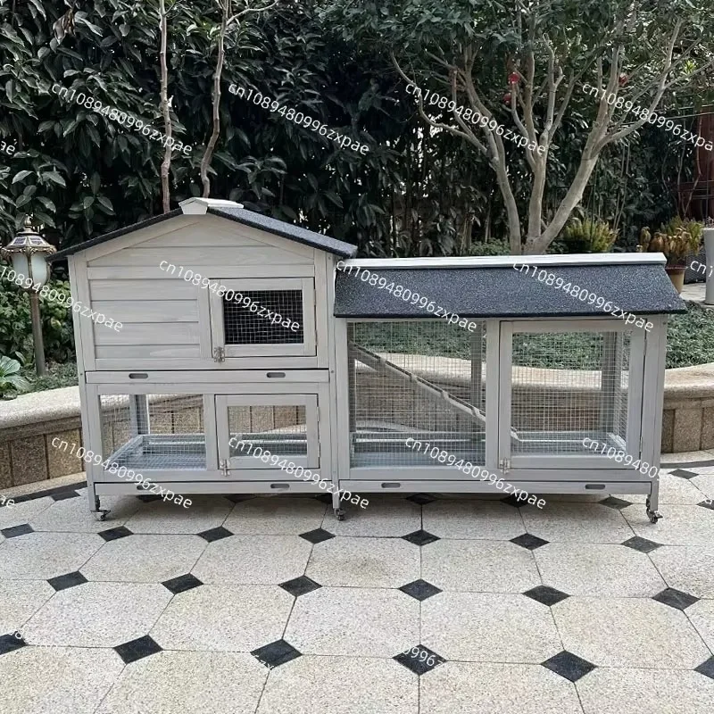 Chicken Coop, Mobile Chicken House with Wheels, Outdoor Hen House Poultry Cage with Nesting Box, Leakproof Pull Out Tray and UV-