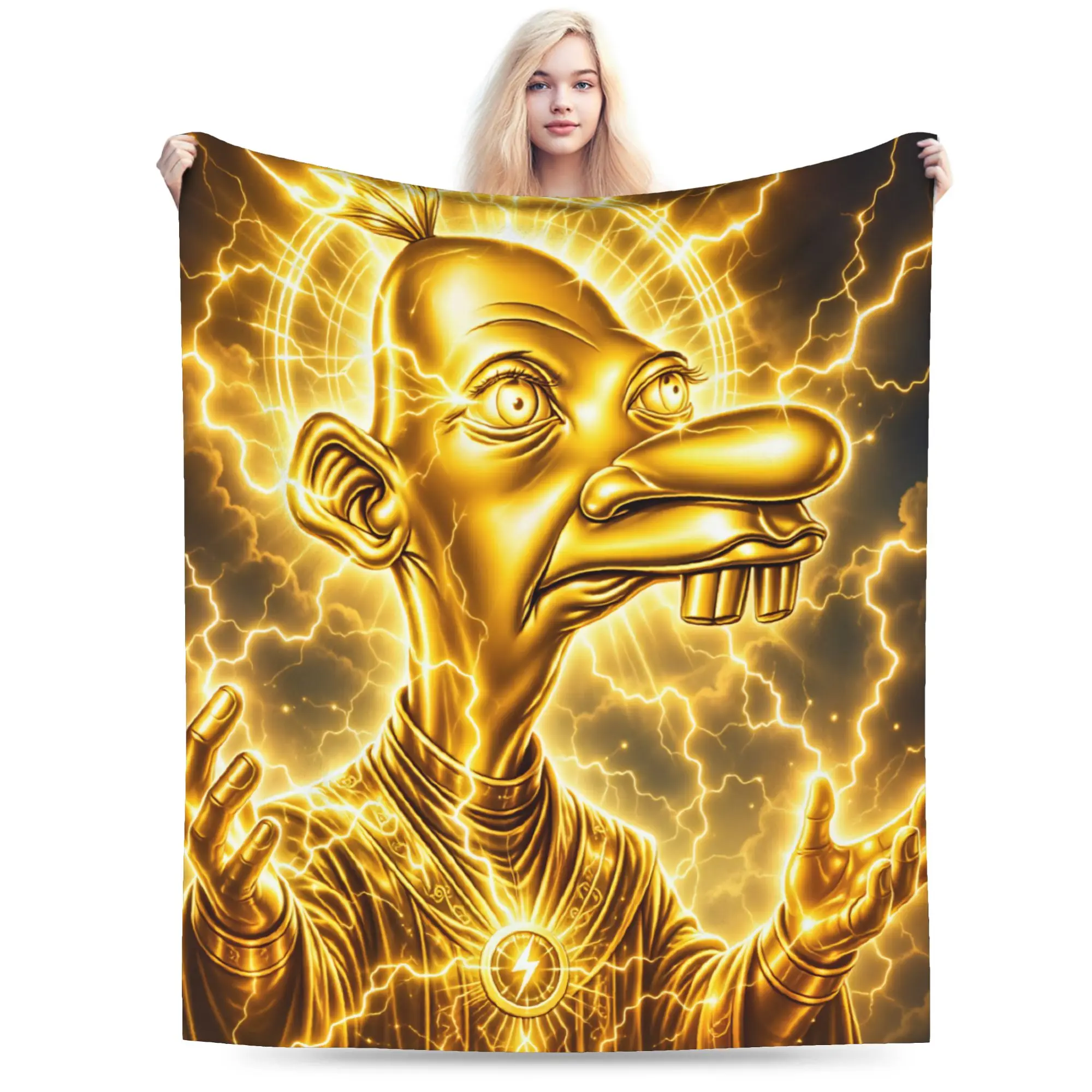 Tung Tung Sahur Golden Long Nose Meme Comfortable Blanket For Outdoor  Funny Throw Blanket Winter Travel Car Flannel Bedspread