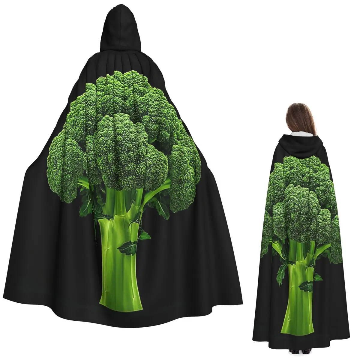 

Свежий сырой брокколи, длинный плащ с капюшоном, средневековый костюм ведьмы, накидка для косплея, Хэллоуин, вечеринка для взрослых, унисекс