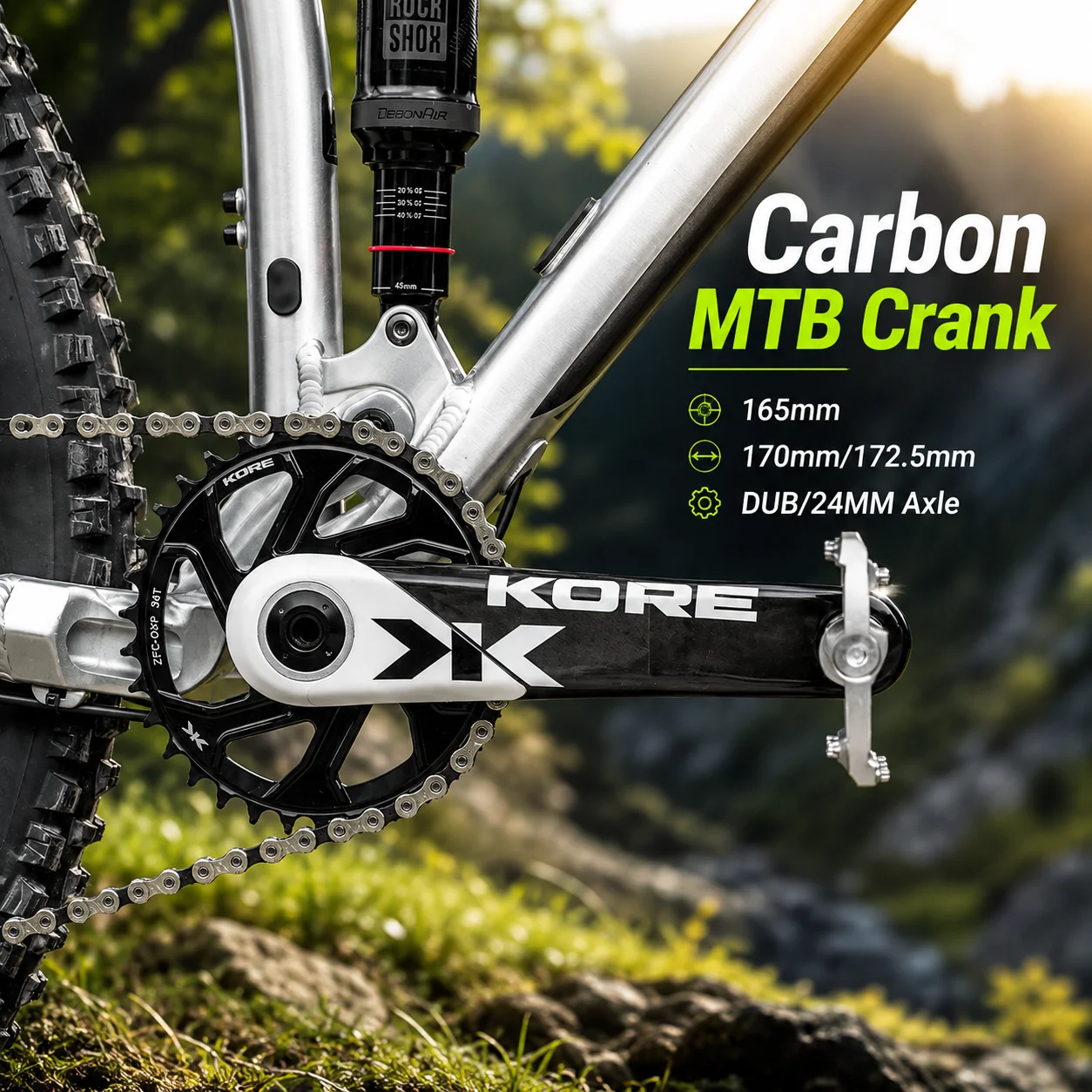KORE 11/12 Speed AM/CX/DH Carbon MTB Bike Crank Climb A Slope Forest Road  Chainring DUB Size 24mm Axle 170mm 172.5mm