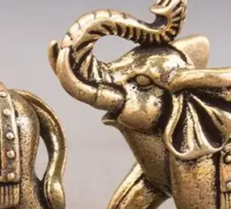 Kupfer-Glückselefant, kleine Ornamente, Messing-Segen-Elefant, Miniaturfigur, antike Bronze-Tierstatue
