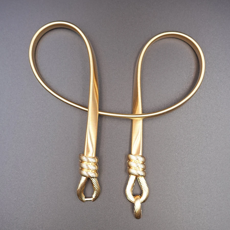 Elegante catena estiva in vita: cintura in metallo elasticizzato regolabile per abiti, gioielli per le vacanze e le date notturne