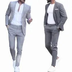 Casual Business Männer Anzüge für Hochzeit 2 Stück Anzüge Mann Bräutigam Smoking Slim Fit Spitze Revers Terno Masculino Kostüm Homme