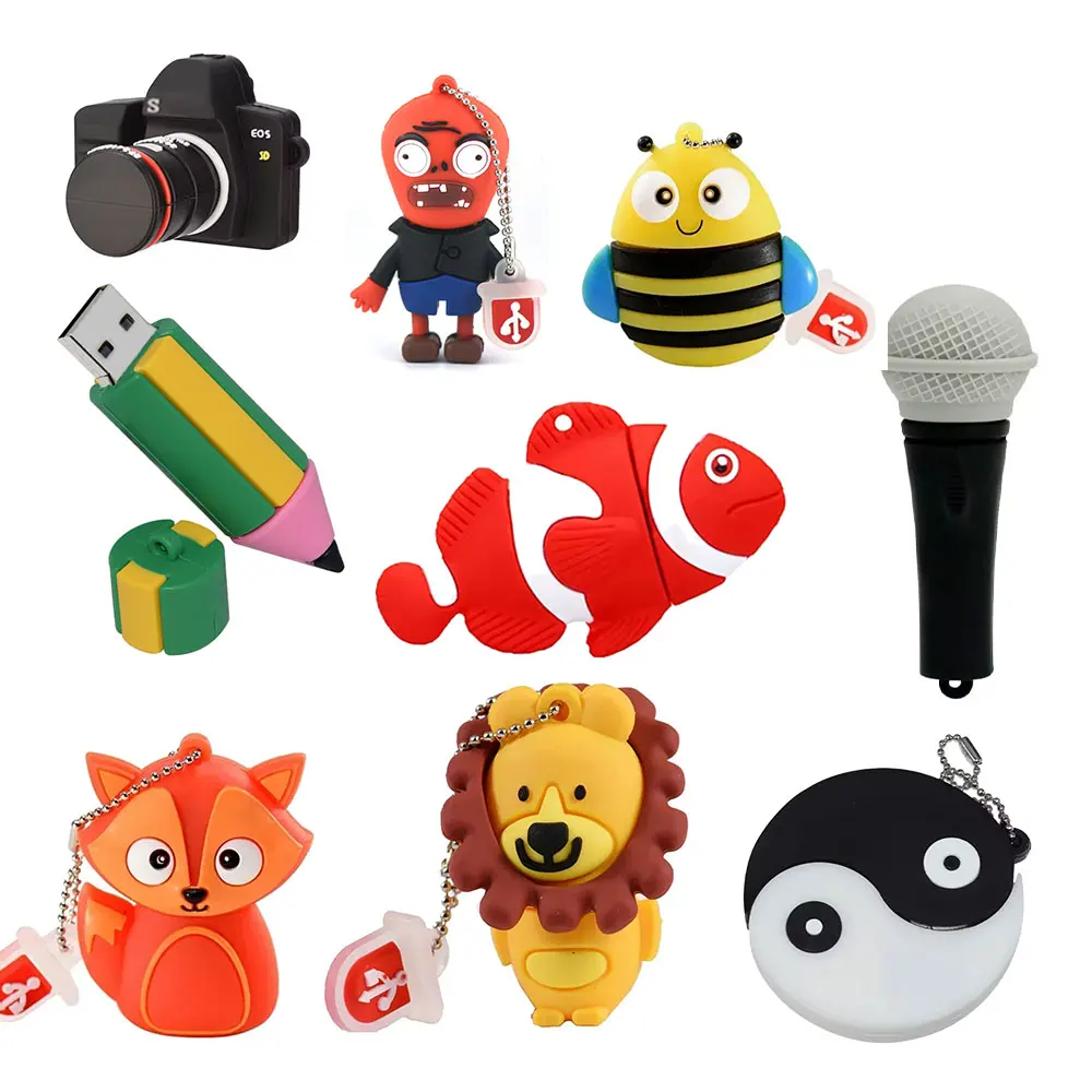 

USB-накопитель с милым мультяшным рисунком, 64 ГБ, ручка-накопитель с изображением пингвина, 32 ГБ, кошка, сова, карта памяти, лев, флэш-накопитель, динозавр, внешнее хранилище, 8 ГБ