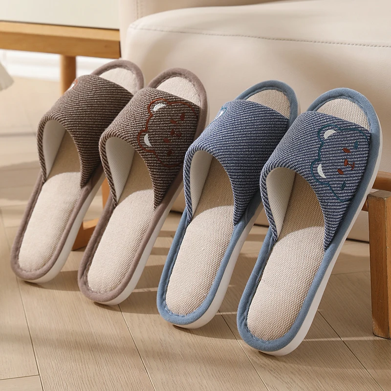 

Indoor Home Slippers Cotton Linen Anti-Slip Thi Bot Comfortable Silent Soft Bot Men Women Slippers Spring Summer