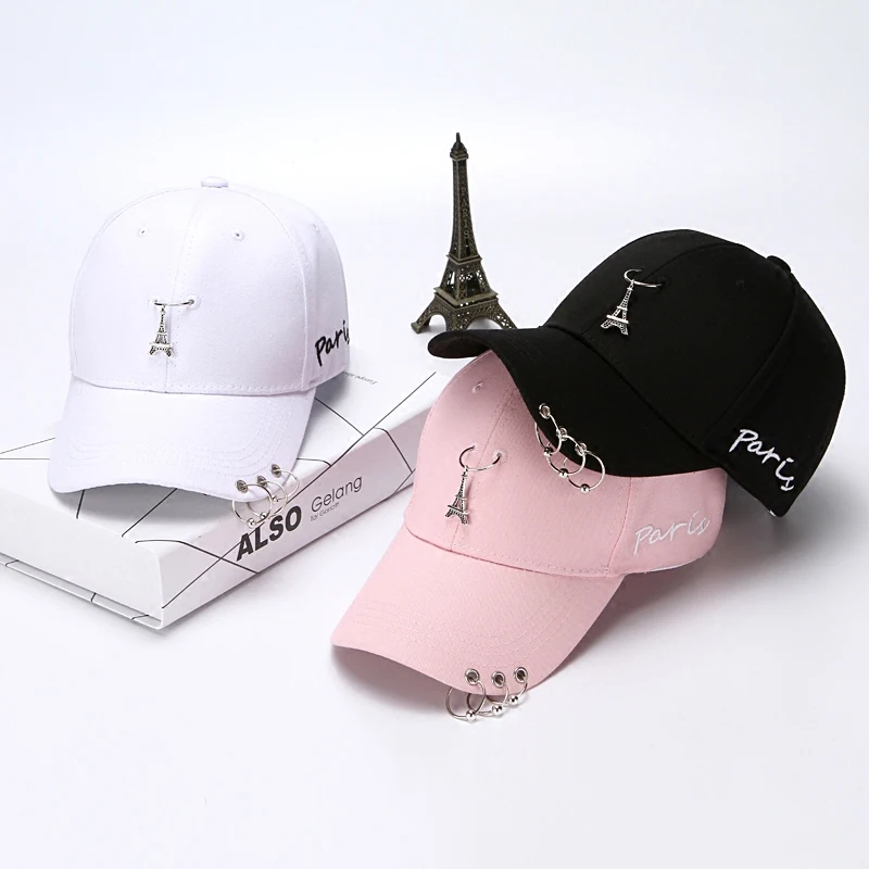 White Spring Iron Hoop Hat Female Summer Men\'s Korean Casual All-Match Fashionmonger Japanese Peaked Cap New Baseball Cap