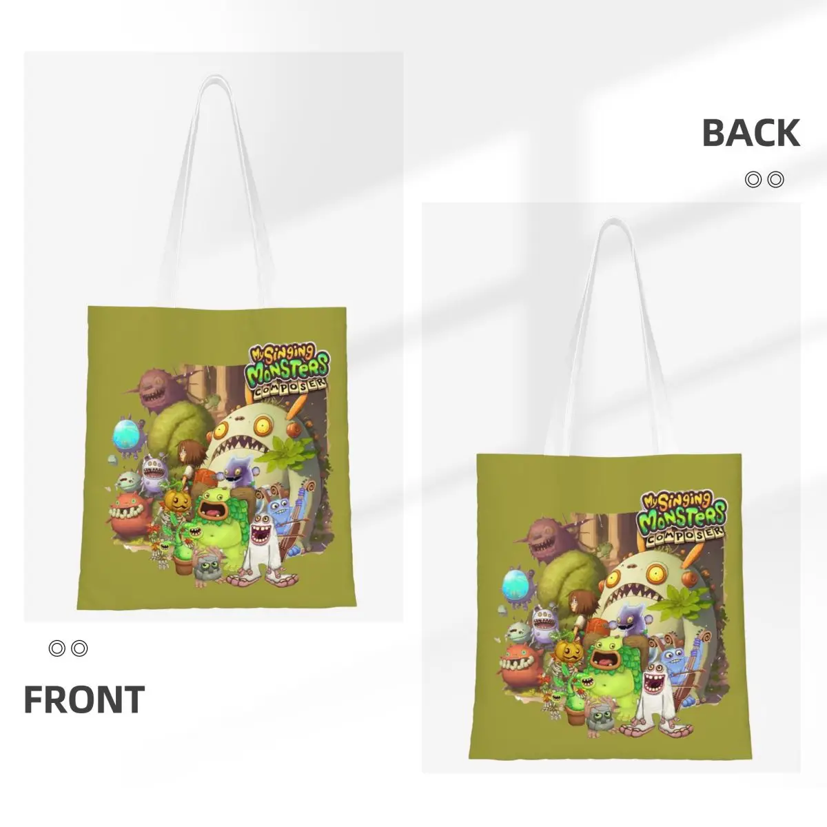 My Singing Monsters Wubbox Characters Funny Gamer Shopping Bags Ladies Canvas The Tote Bag Reusable Women Shoulder Tote Handbag