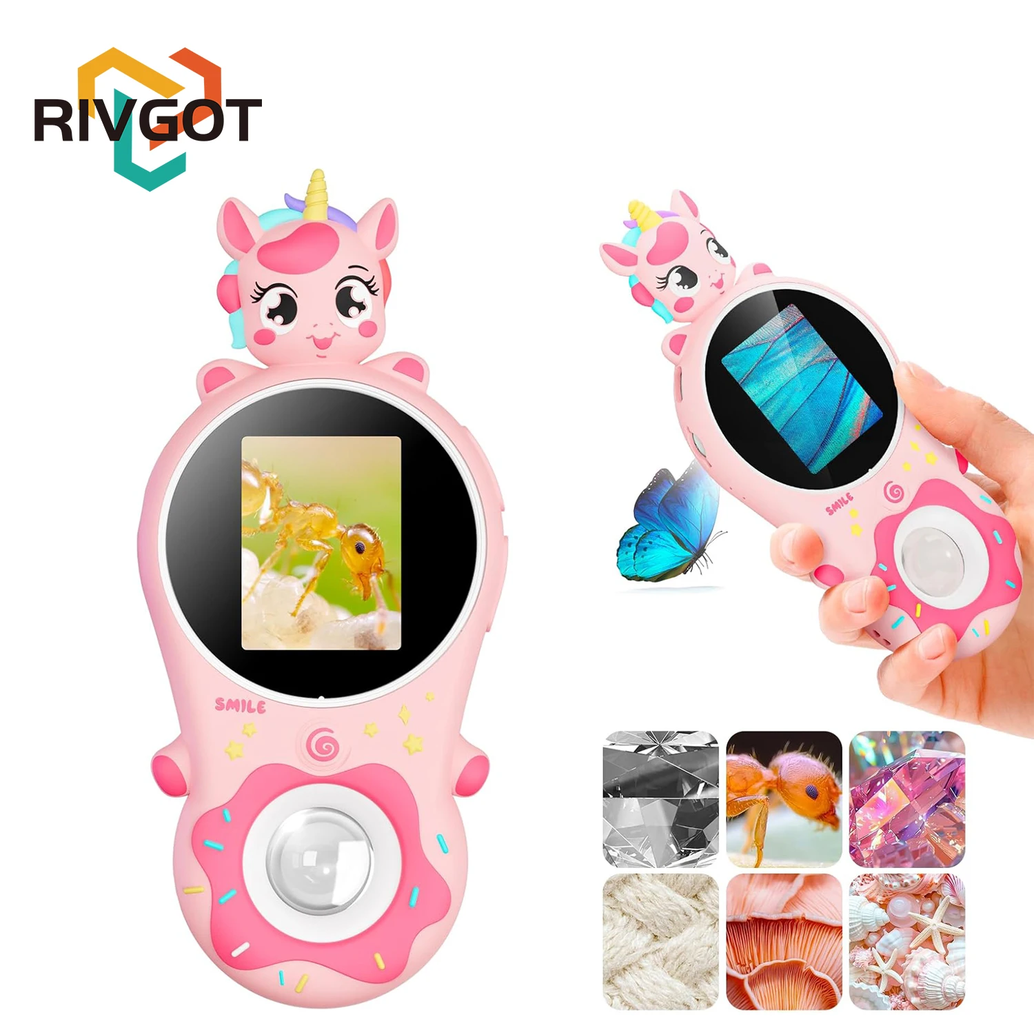 

Kids Handheld Microscope 500x Magnify Optical Microscope Educational Toys With Cute Unicorn Silicone Cover For Christmas Gifts