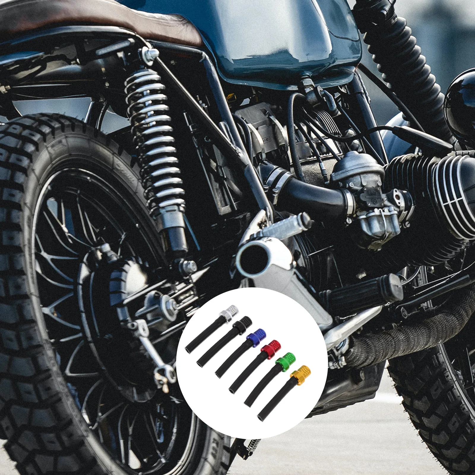 

6pcs Fuel Tank Cap Steel Ball Anti Side Overflow Green Black Blue Silver Red Gold Hose for Motorcycle ATV Gas Caps