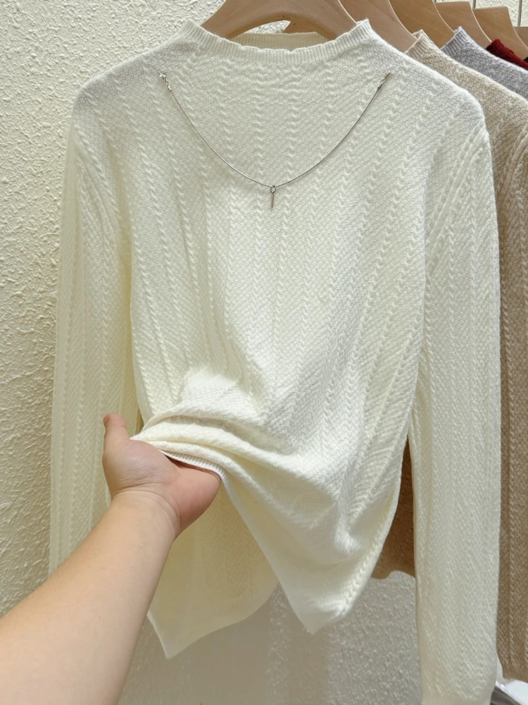 เสื้อสเวตเตอร์คอเต่าผู้หญิงแฟชั่นฤดูใบไม้ร่วงฤดูหนาว 2025 ทรงเข้ารูป แขนยาว สไตล์เกาหลี เรียบง่าย สีพื้น ใช้เป็นเสื้อตัวใน