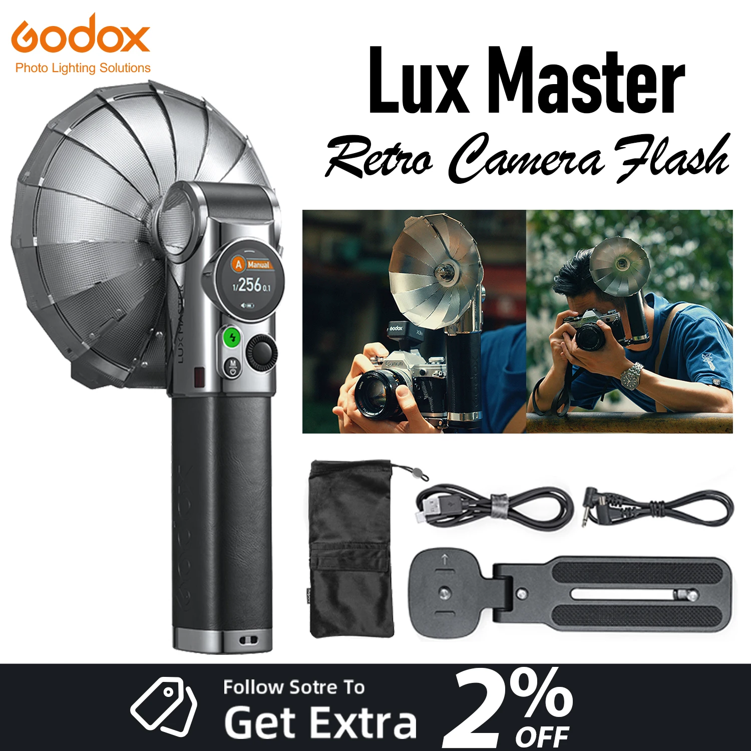 GODOX Lux Master Retro Camera Flash TTL HSS Camera Speedlite Touch Screen Wireless Sync for Sony Nikon Canon Fuji Lumix Leica
