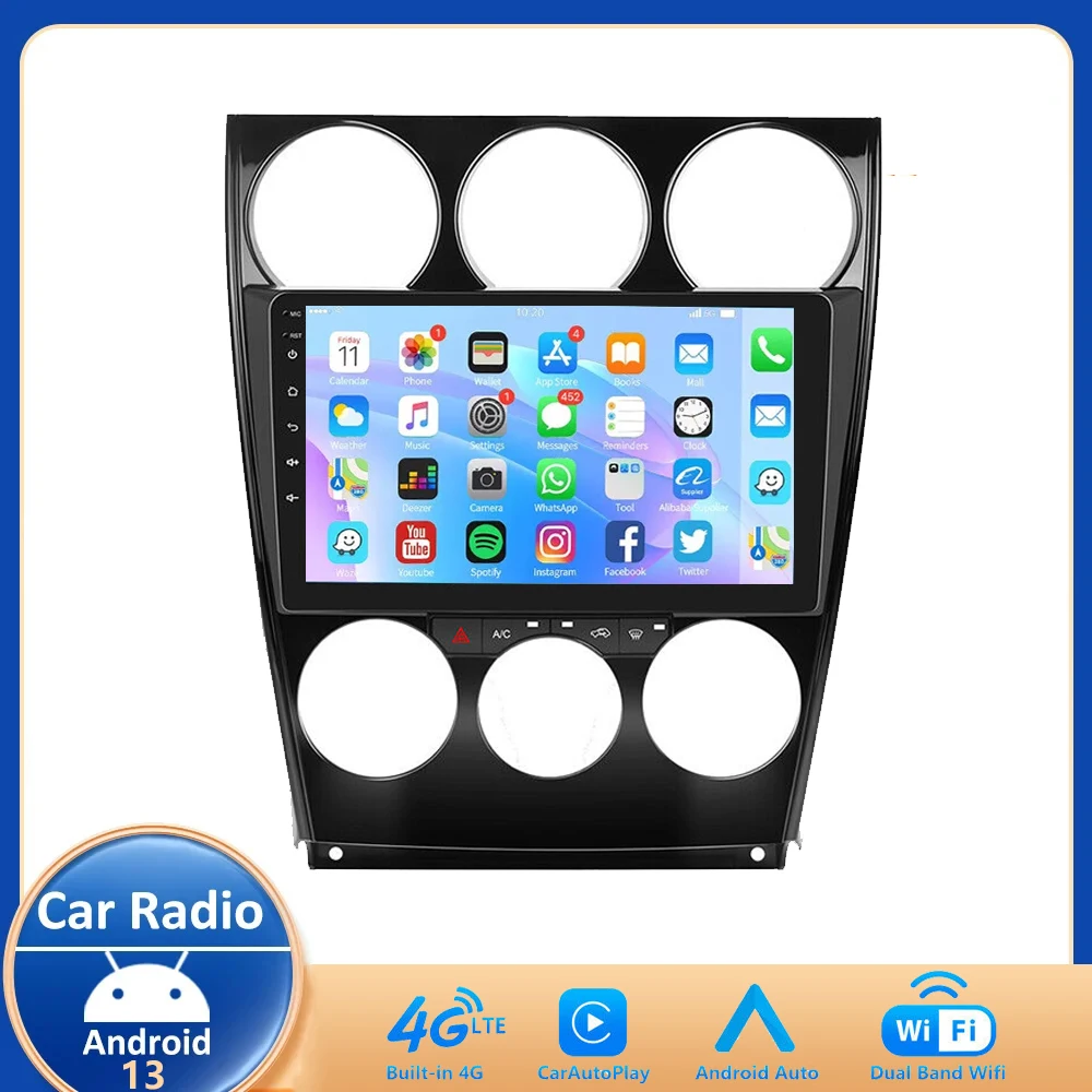 

For Mazda 6 2002 2003 2004 2005 - 2008 Android 13 Multimedia Car Player Navigation GPS Radio Carplay Navi BT FM Split screen