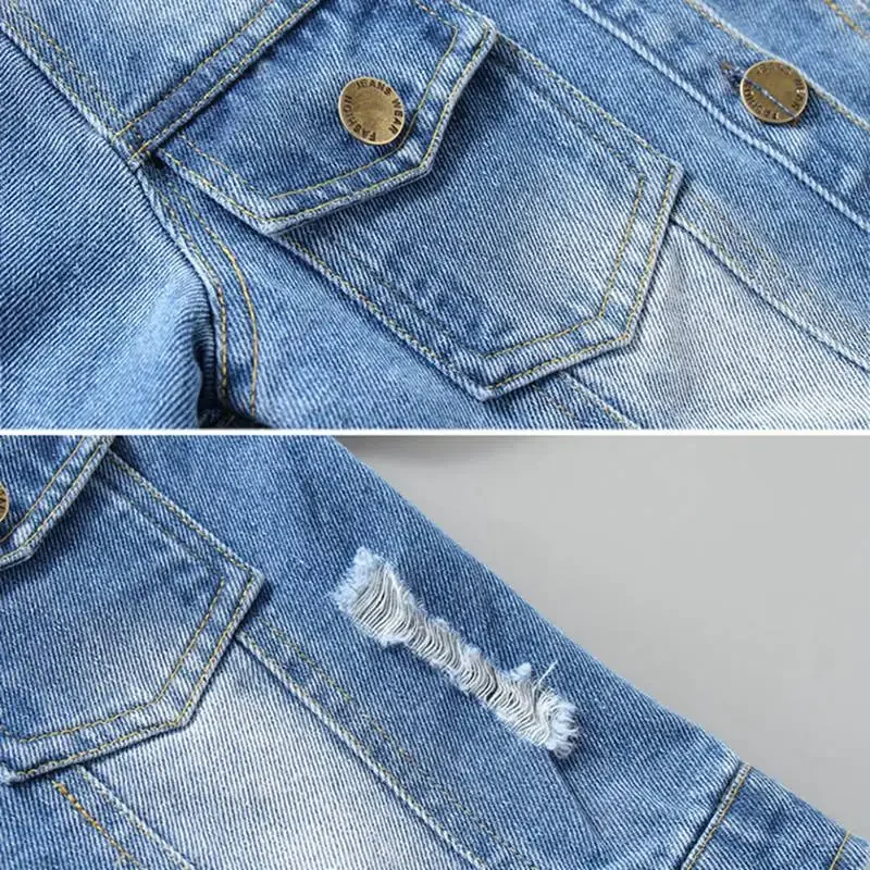 طفل الفتيات الفتيان الدنيم سترة الربيع والخريف الأطفال الصبي جينز غير رسمي ملابس فتاة صغيرة الاطفال الطفل الدنيم معطف #6