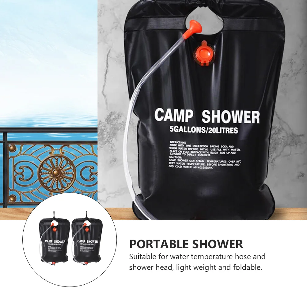 2 Pcs Outdoor Camping Shower Bag for Gear on Foot Hot Water Solar Pvc Portable Travel