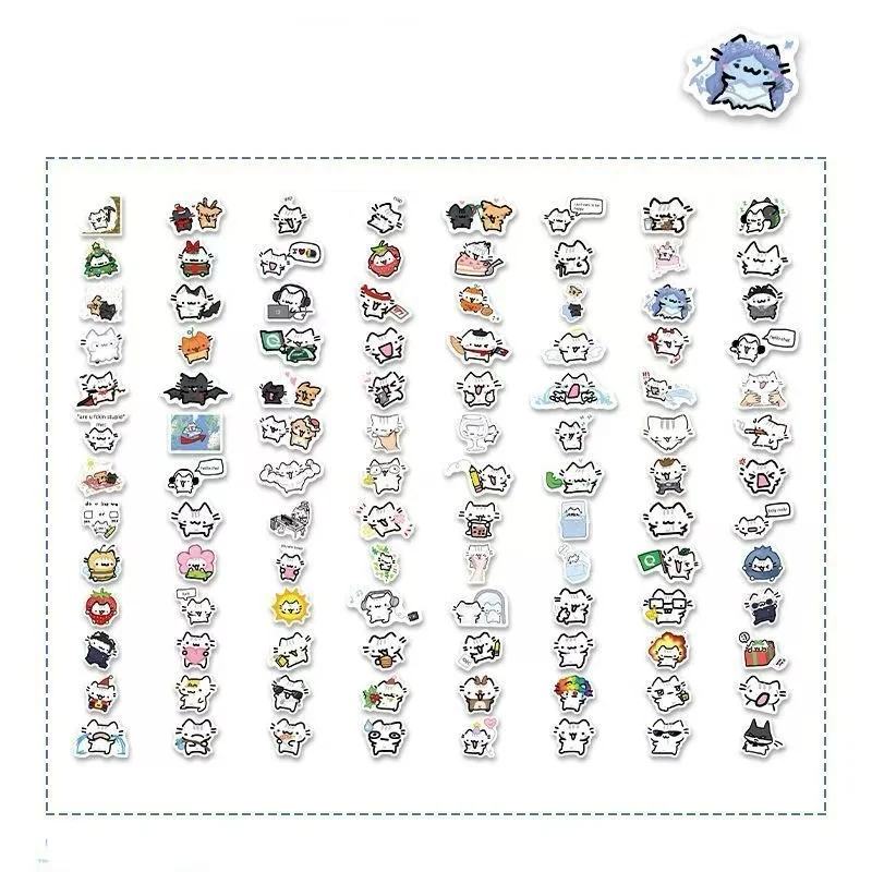 100 قطعة من ملصقات ميمي القطط اللطيفة، قطة الريحان، دفتر ملاحظات مزخرف كوري لطيف وملصقات حساب يدوية #4