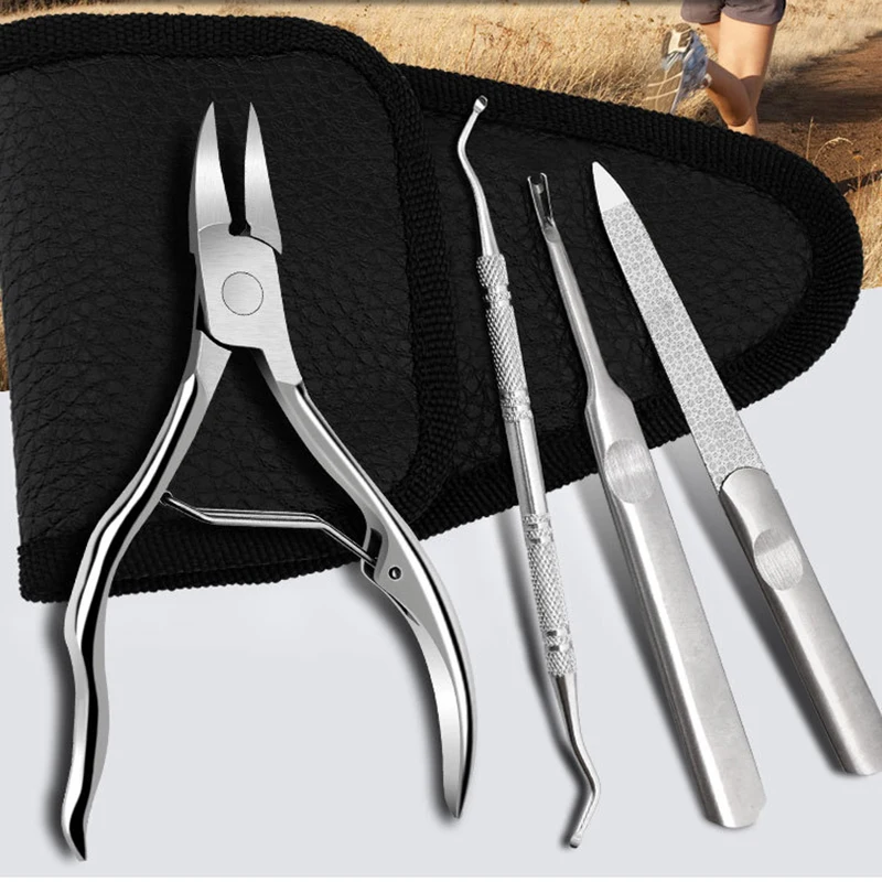 

4pcs/set Nail Clipper Professional lngrown Toenail Cuticle Nippers Scissor Dead Skin Remover Finger Care Manicure Tools
