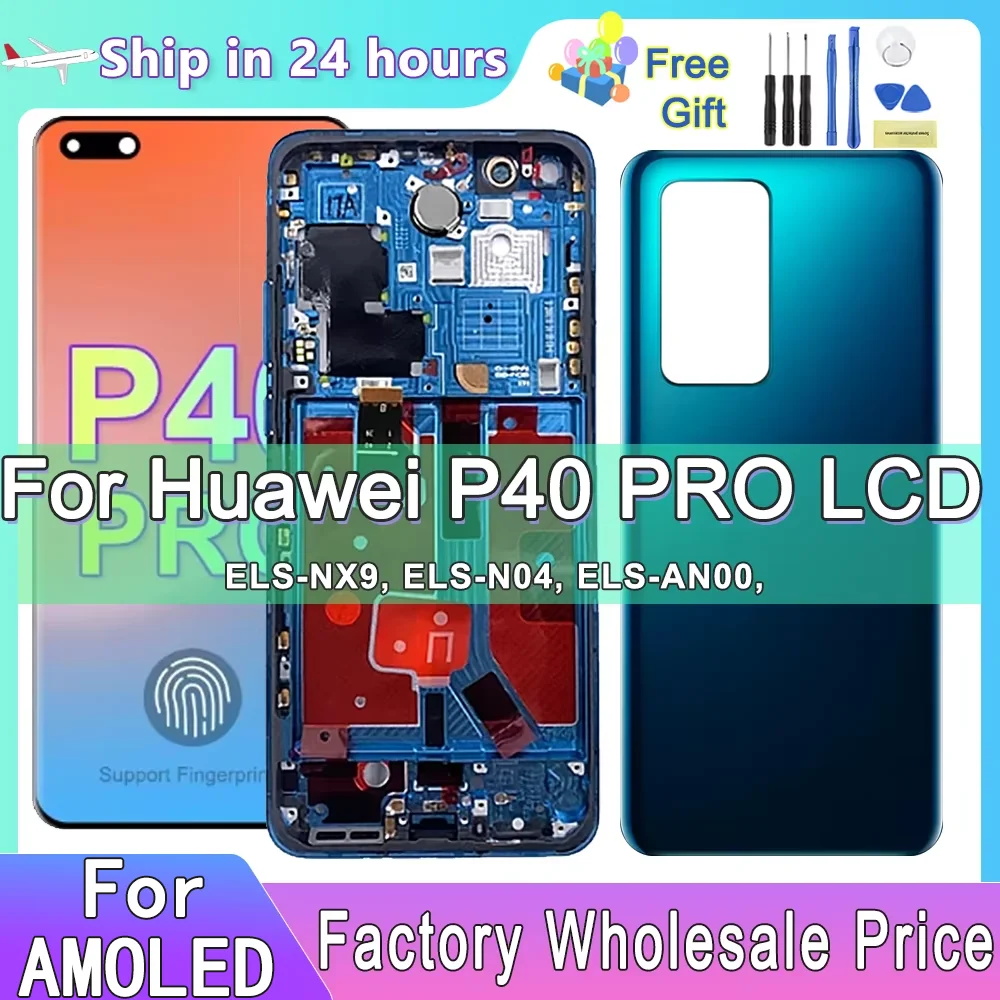 

LCD P40 Pro Display with Fingerprint Replacement, for Huawei P40 Pro ELS-NX9 ELS-N04 Lcd Display Touch Screen Digital Assembly