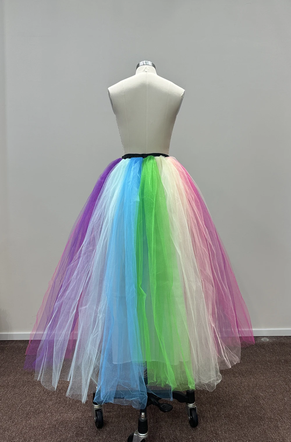 BABYONLINE jupes arc-en-ciel femmes Vintage taille élastique plissée 6 couches Tulle jupe Maxi pour bal fête carnaval