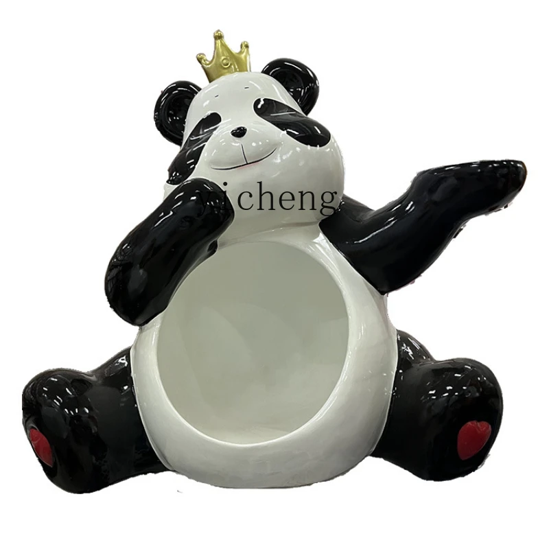 ZK Creative Large Panda Geometric Rabbit Resin Sculpture Outdoor Large Floor Ornaments at the Entrance of Shopping Mall