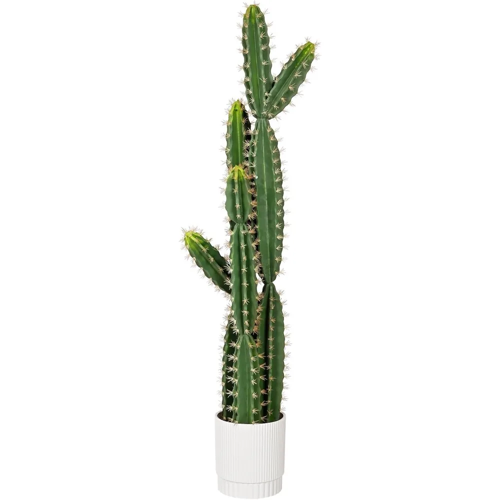 

A 51 Inch Tall Artificial Cactus, A Fake Cactus Plant with A White Flowerpot, and 4.3-foot Indoor and Outdoor Fake Cactus Tree