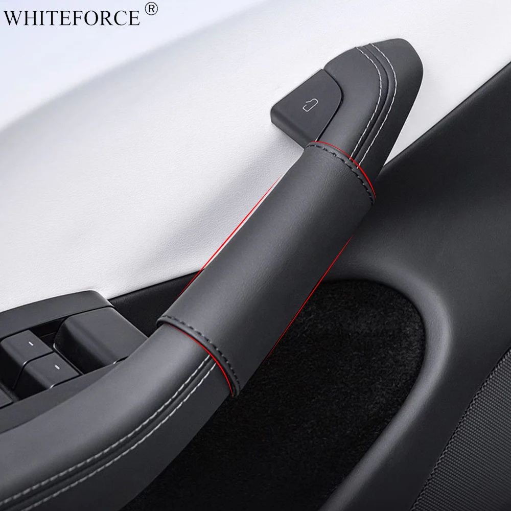 

Для Tesla Model Y Juniper 2025 кожаный чехол для внутренней ручки двери Model 3 Highland кожаный защитный чехол для дверной ручки аксессуары