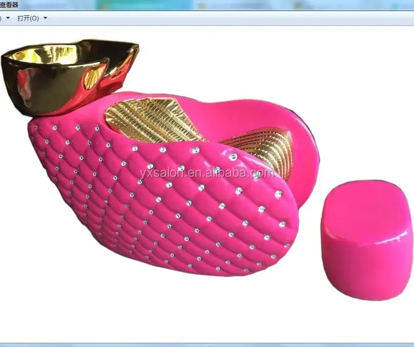2026 5 Years Warranty European Style Pink&Gold Shampoo Chair With Gold Bowl
