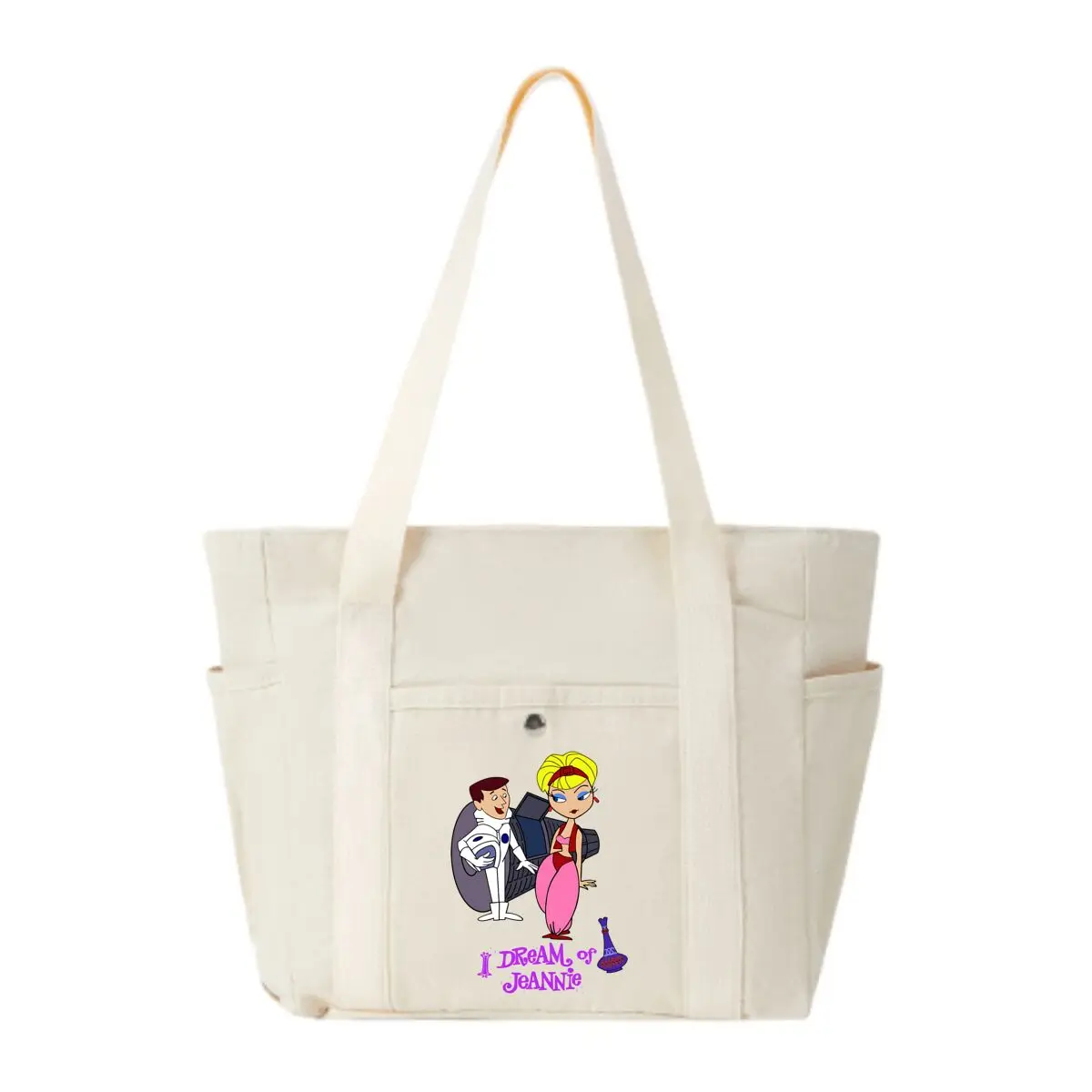 

I Dream of Jeannie Ретро-вдохновленный, ТВ-шоу, персонаж, художественный дизайн, повседневная сумка на плечо большой вместимости, повседневная сумка-тоут с несколькими карманами