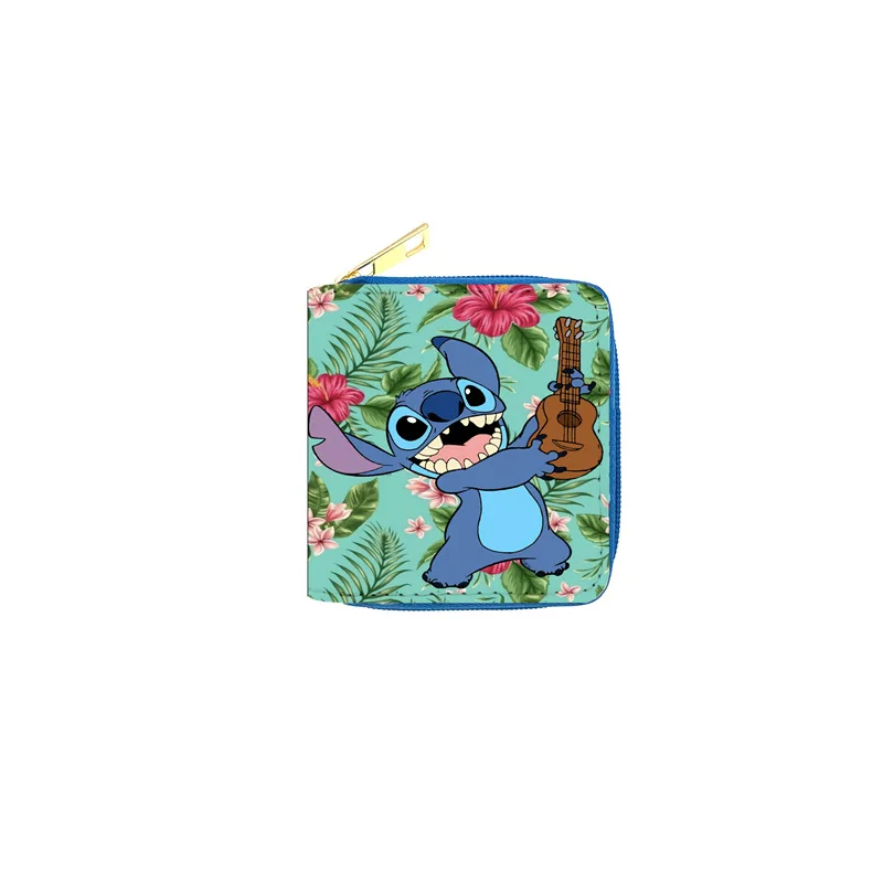 Anime Lilo & Stitch Figures Stitch Pattern Student Short Leather Wallet Fashion Girl Cosplay Zipper PU Coin Purse Birthday Gifts