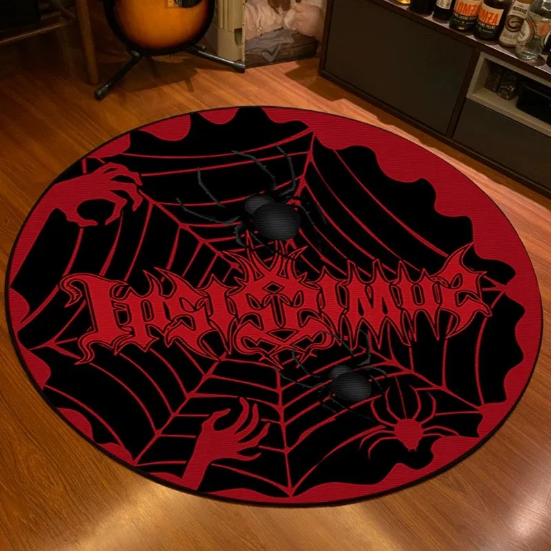 Round Rug Living Room Carpet Non-slip Machine Washable Floor Mat Gothic Bloodshot Eyeball Pattern Rugs Halloween Home Decor Mats