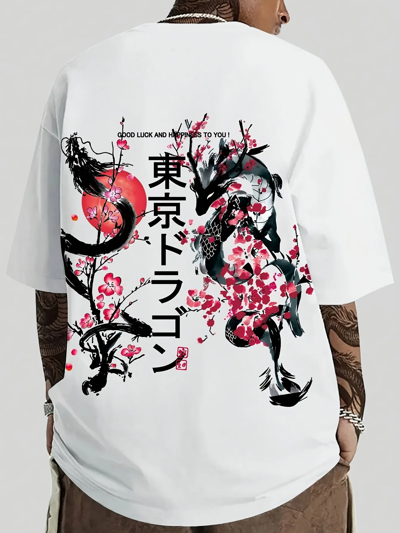 Japanese Stylish Print Summer Spring Tee For Men Casual Short Sleeve Fashion Style T-Shirt Sporty New Arrival Novelty Top