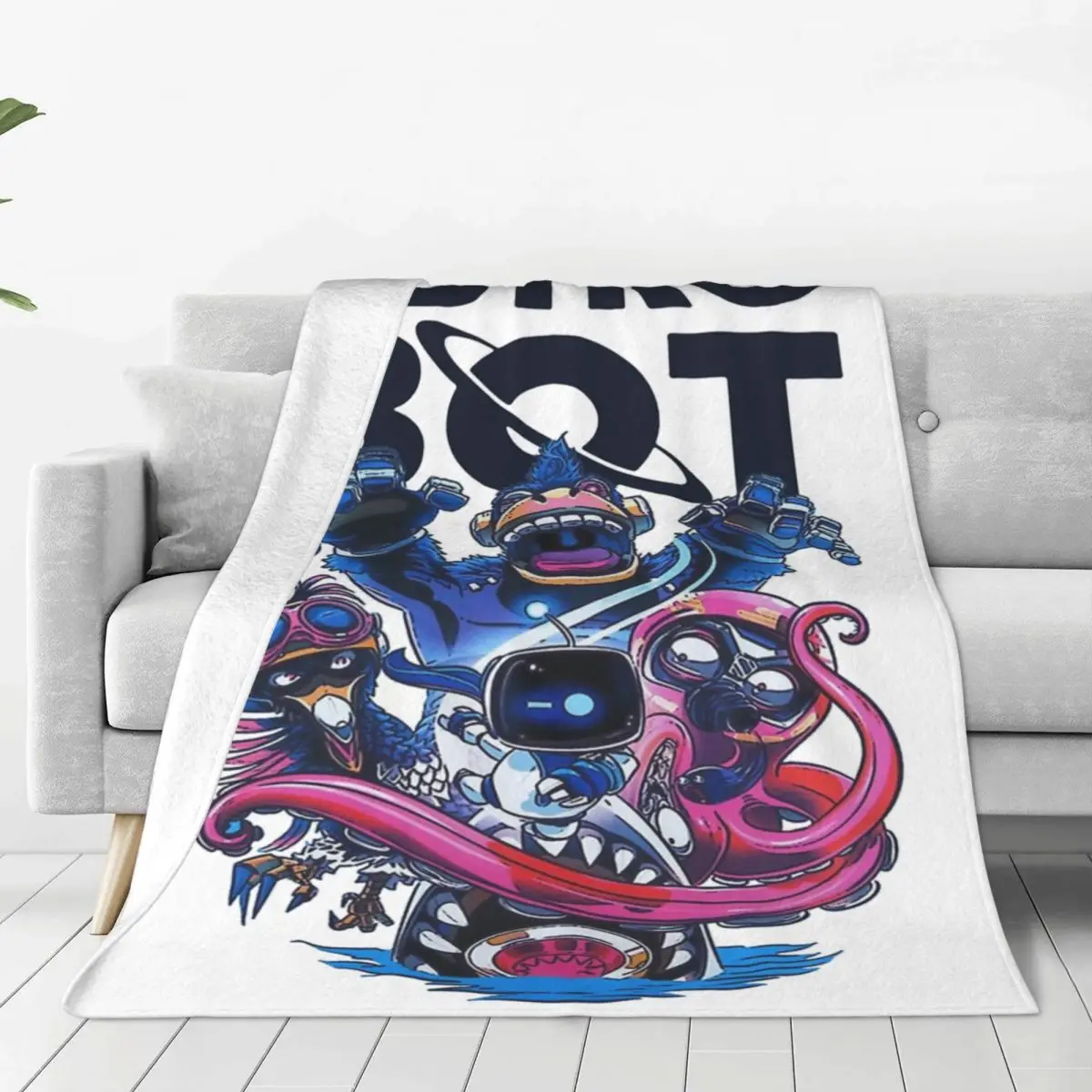 Astrobot Blankets Fleece Textile Decor Astros Playroom Cozy Lightweight Thin Throw Blanket for Sofa Plush Thin Quilt