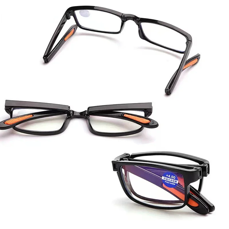 Folding Reading Glasses Men TR90 Anti-blue Light Foldable Computer Eyewear Portable Farsighted Eyewear with Case +1.0 To +4.0