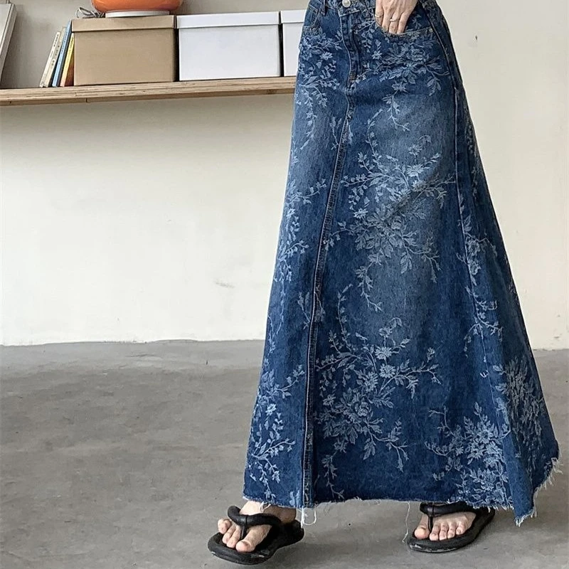 Faldas holgadas de cintura alta con cintura elástica para mujer, faldas plisadas informales de gasa ligera, pantalón de traje con estampado Floral