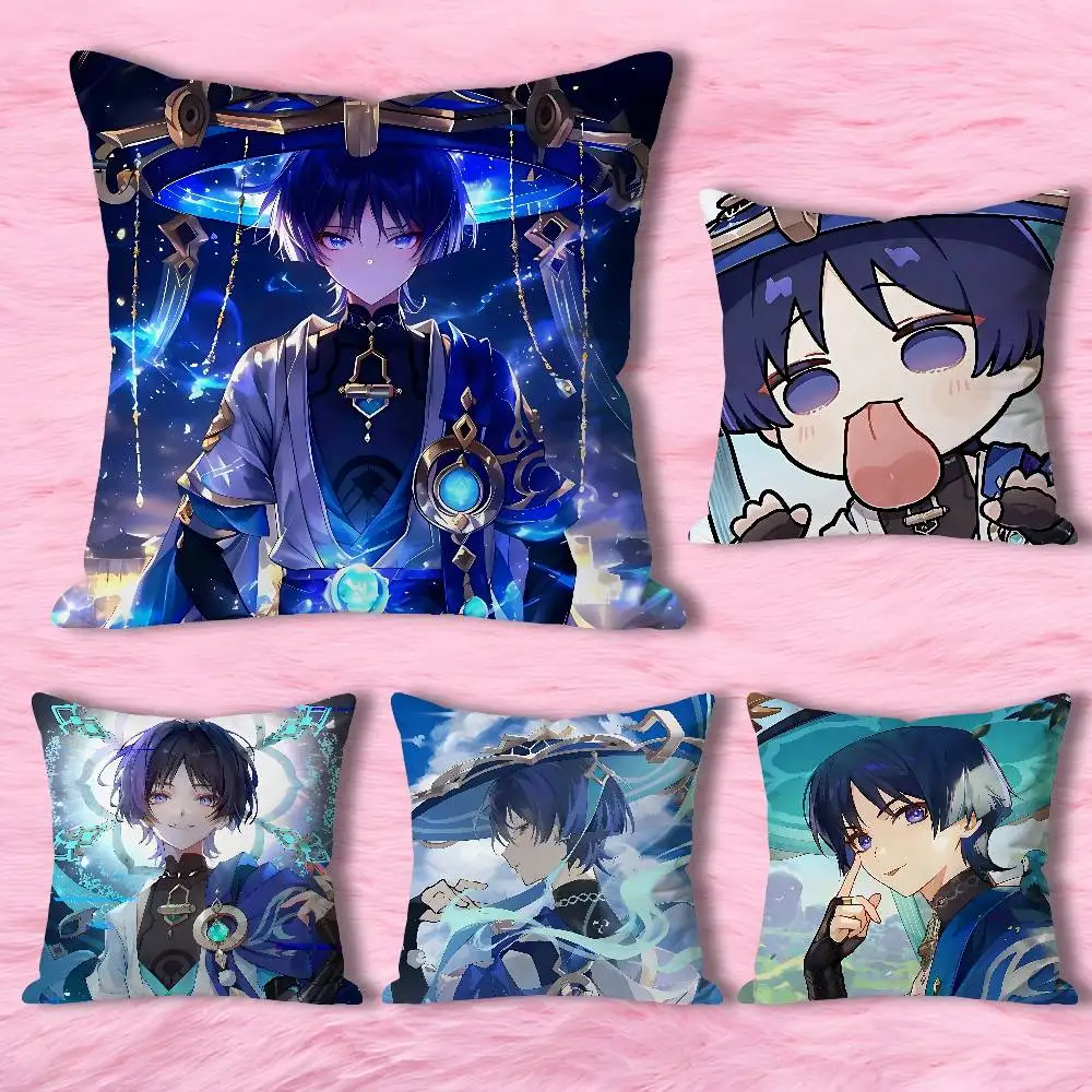 

G-Genshin Impact Wanderer Anime Celebrity Merchandise All-Match Printed Pillow Case Sofa Car Office Room Decoration Protector