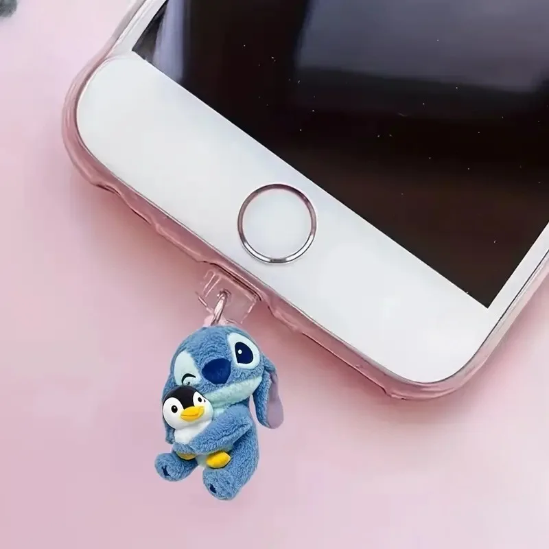 Stitch Phone Dustproof Plug for IPhone Type-c New Disney Anime 2D Plane Type C Android Charging Port Dustplugs Ornaments Gift