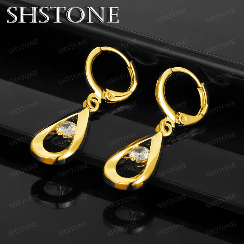 

18k Gold Zircon Water Droplets Earrings For Women Party Wedding Fashion Charm Jewelry Drop Earring Birthday Gift Accessories