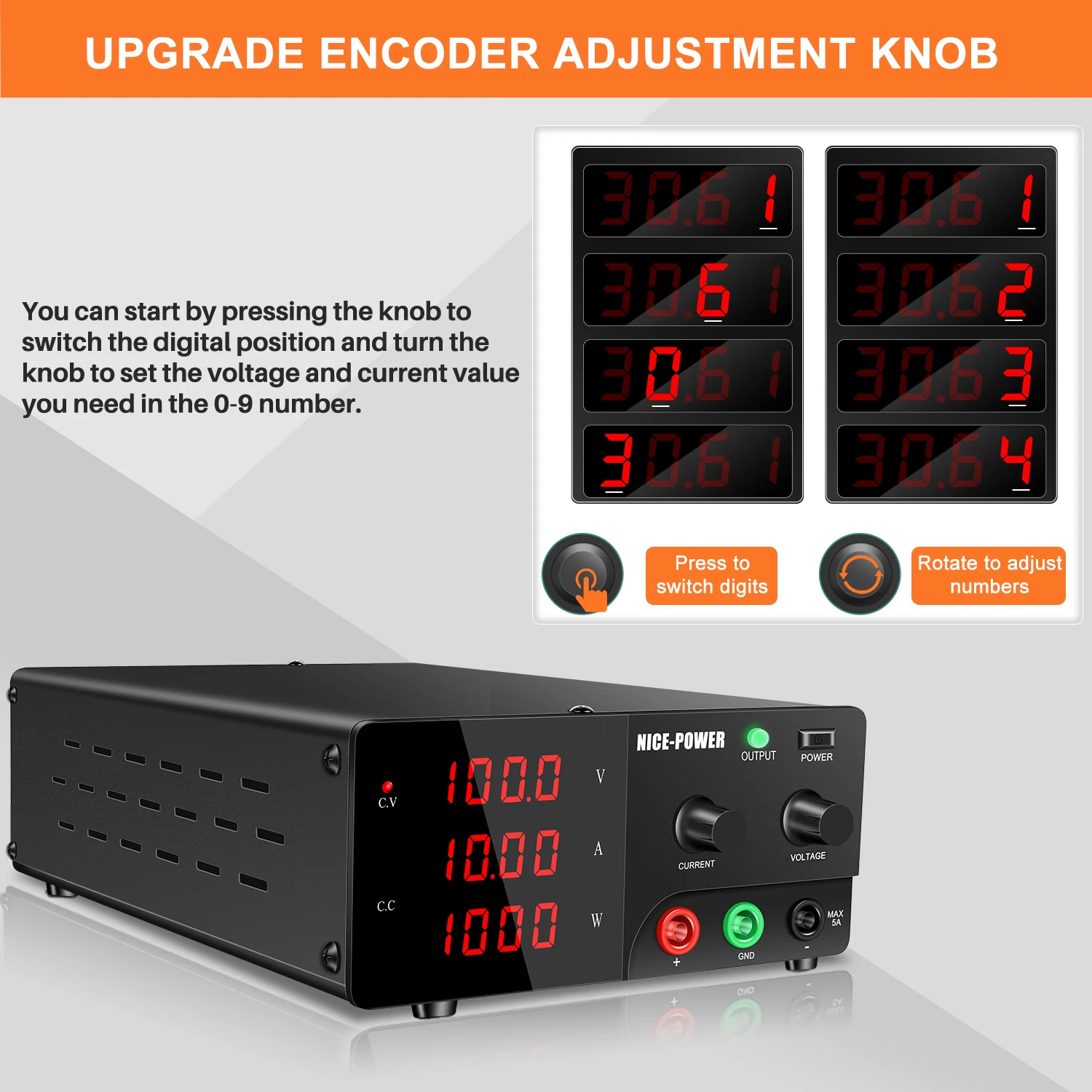 NICE-POWER Variable DC Power Supply 60V 100V 200V High Power Bench Power Supply Adjustable Voltage Regulator, Software Optional