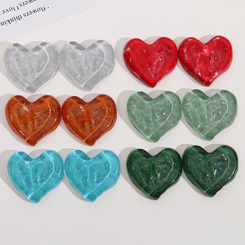 Wholesale 50pcs/lot color print water ripple cartoon hearts shape resin cabochon beads diy jewerly garment accessory