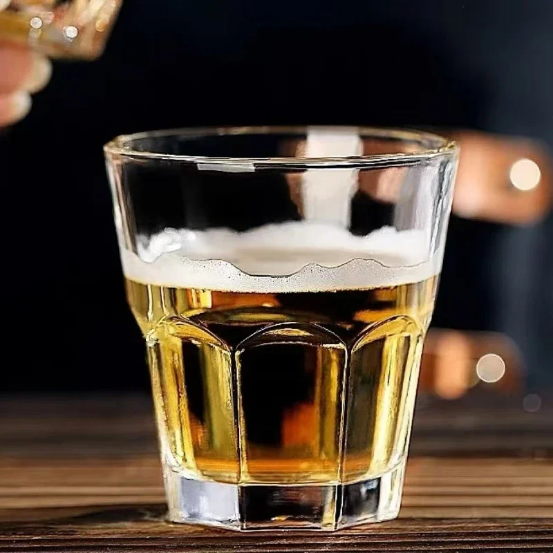Octagonal Tempered Glass Cups, Bar Beer Mugs
