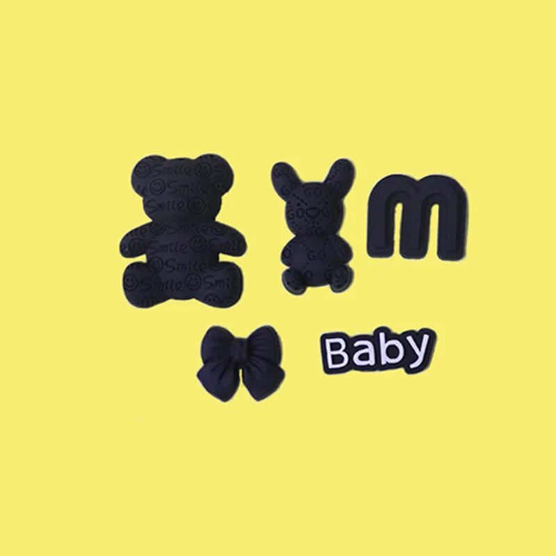 5pcs/set 3D Silicone Cute Smile Bear Bow Cell Phone Case Decoration Sticker No-Adhesive DIY Phone Cover Sticker