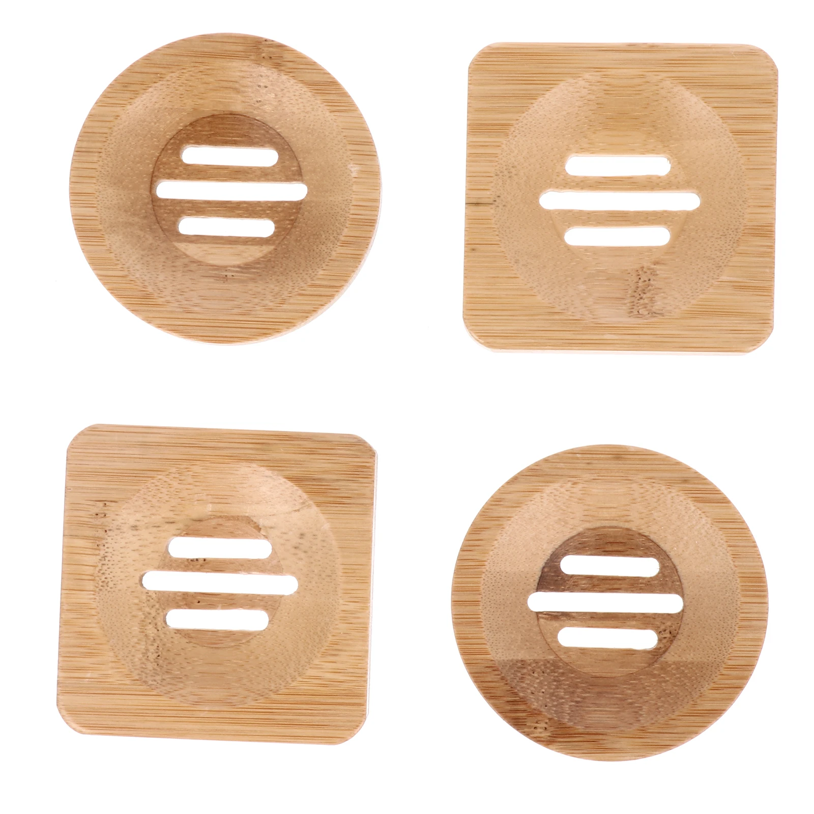 

4 Bamboo Soap Holders Retro Draining Dish Storage Rack Round Square Soapbox Bath Accessories Home Daily Bamboo Soap Dish Holder