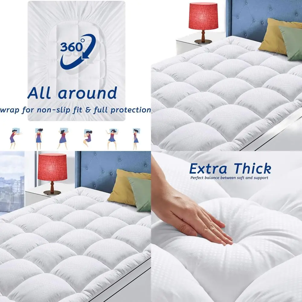 

Thick Cooling Twin Mattress Topper for Back Pain Relief, Plush Pillow Top with Deep Pocket, White