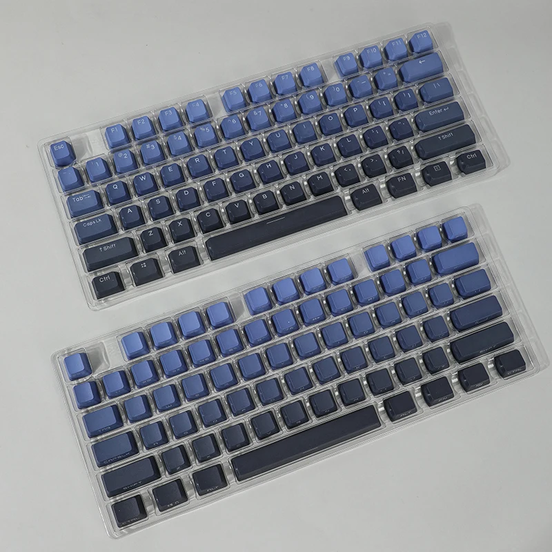 Imagem -04 - Clear Breeze Escuro Azul Gradiente Keycaps Oem Perfil Backlit Keycap Transparente Side Top Print Pbt Fit para Teclado Interruptor mx