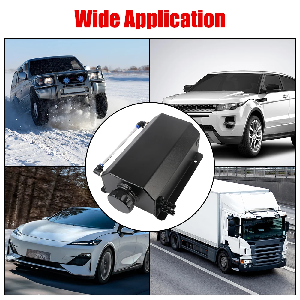 Réservoir de récupération d'huile de voiture, accessoires automobiles, réservoir de débordement, réservoir de gaz de carburant, radiateur de liquide de refroidissement universel en alliage d'aluminium 2L