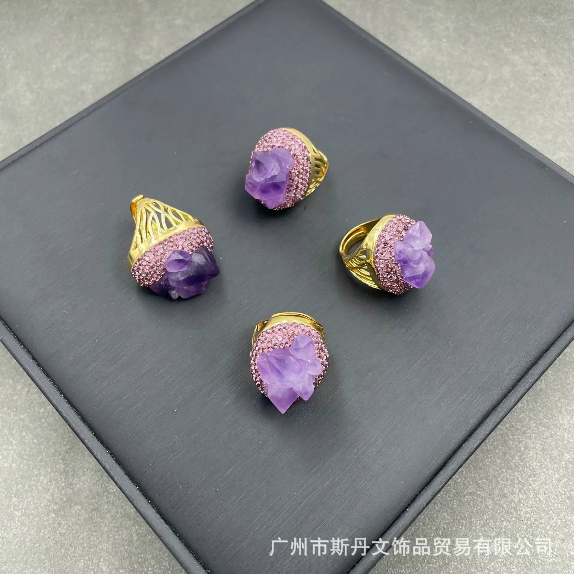 خام طبيعي زهرة الجمشت الخام خاتم الحجر الخام الأوروبية والأمريكية مطعمة خاتم الماس التشيكي شخصية متخصصة عبر الحدود #1