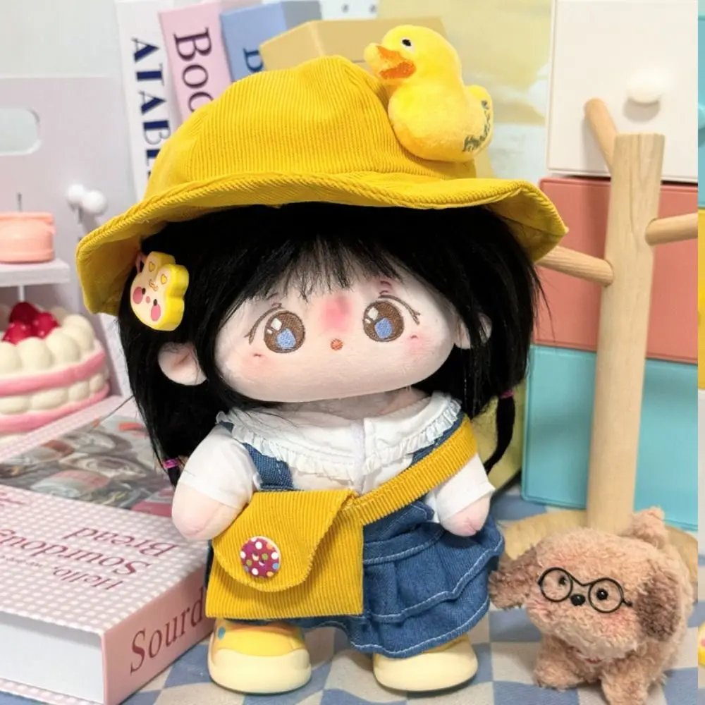 

Kawaii Yellow Duck Hat 20cm Plush Dolls Dress Set Rabbit Ear Cartoon Cotton Doll Clothes DIY Outfit Cotton Toys Clothes Kids Toy