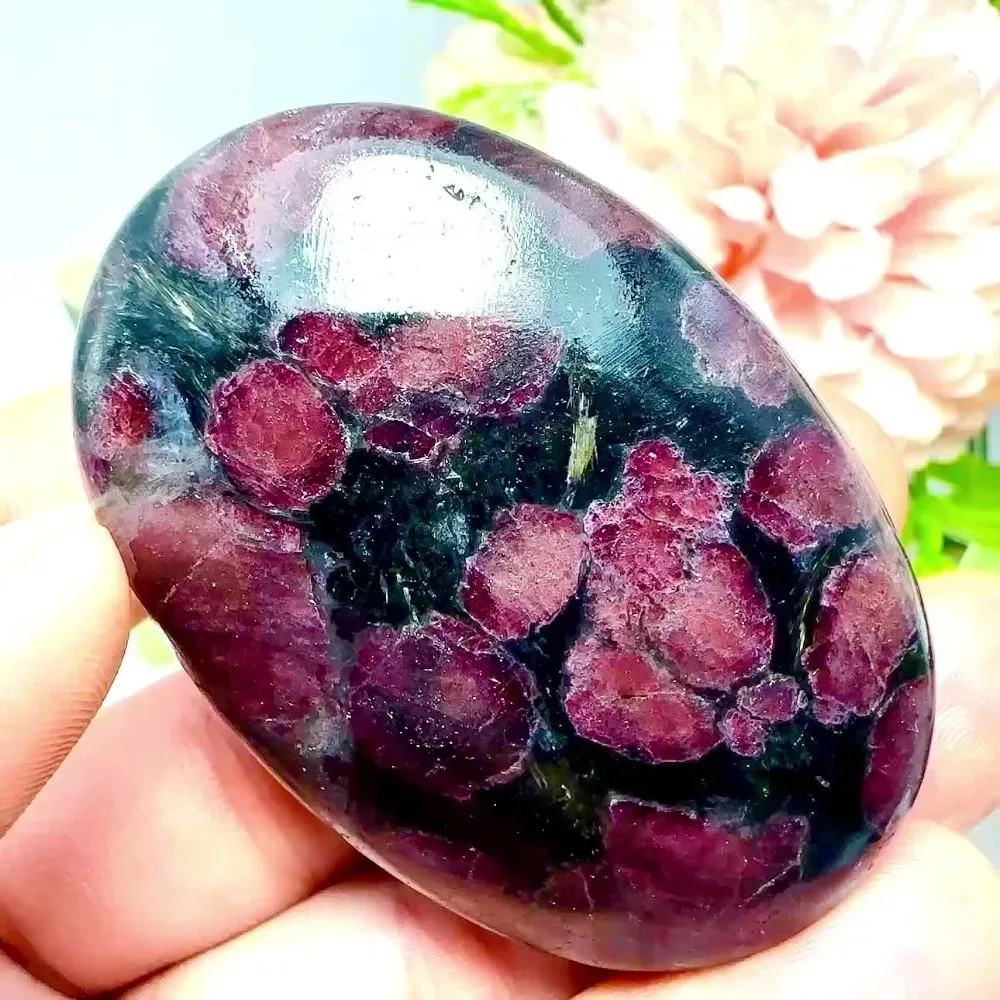 Genuine Garnet Astrophyllite Palm Stone for Meditation, Reiki Healing, Chakra Balancing, Crystal Gift for Collectors