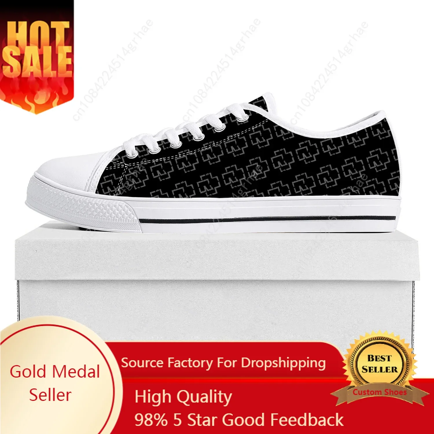 R-Rammsteinn Band Low Top Sneakers Mens Women Teenager Canvas High Quality Sneaker Casual Custom Made Shoes Customize Shoe White