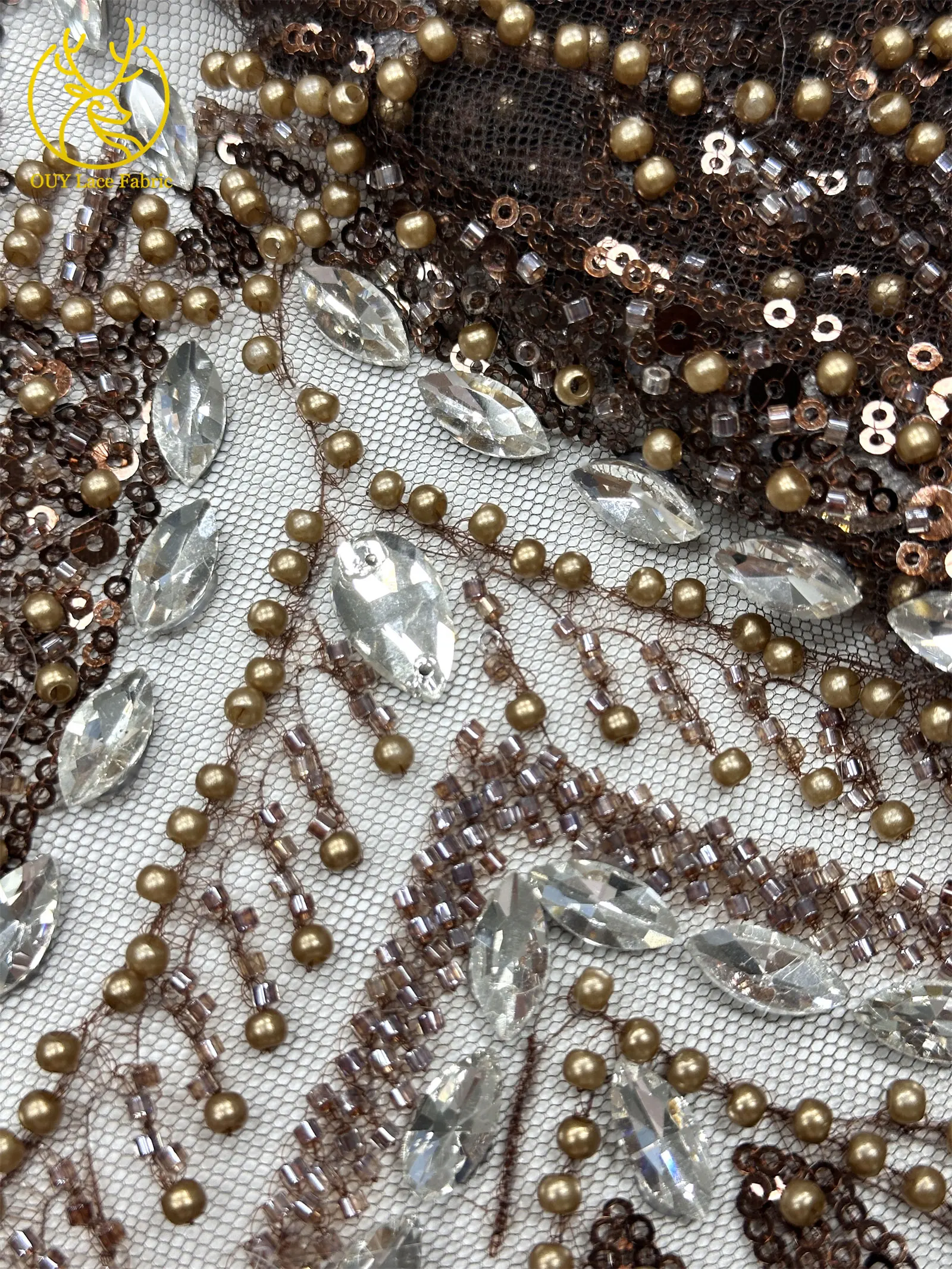2026 Neues Design Afrikanischer Perlen-Diamant-Spitzenstoff Französischer Nigerianischer Pailletten-Tüll für Damen Partykleid Dekoration Nähen – Detail 39